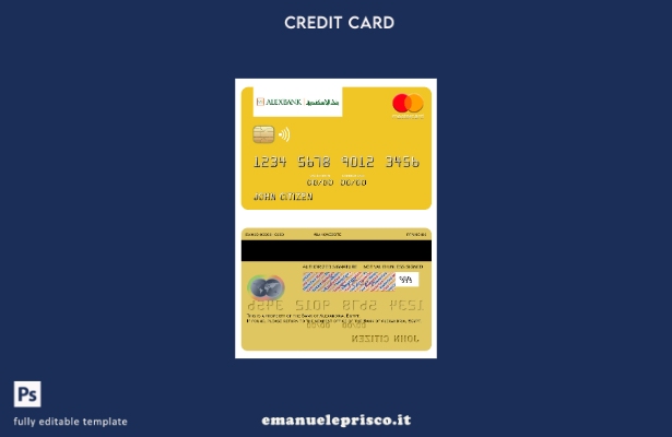 modello mastercard della Egypt Bank of Alexandria in stile verificato